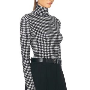 Norma Kamali Black and White Houndstooth Long Sleeve Top
